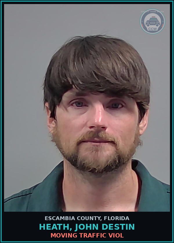 Booking mugshot of HEATH, JOHN DESTIN in Escambia County