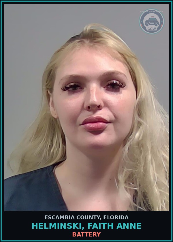 Booking mugshot of HELMINSKI, FAITH ANNE in Escambia County