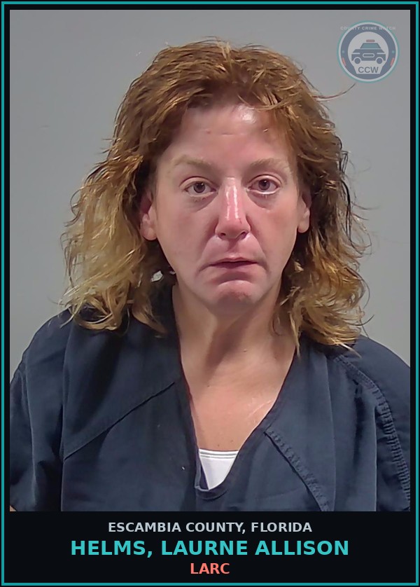 Booking mugshot of HELMS, LAURNE ALLISON in Escambia County