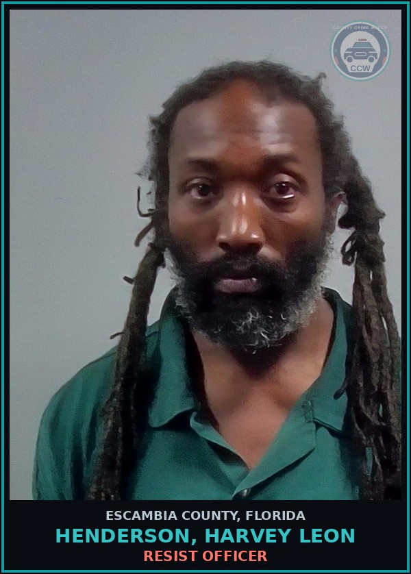 Booking mugshot of HENDERSON, HARVEY LEON in Escambia County