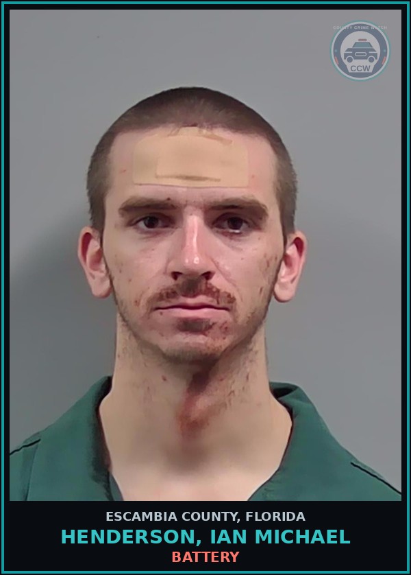 Booking mugshot of HENDERSON, IAN MICHAEL in Escambia County