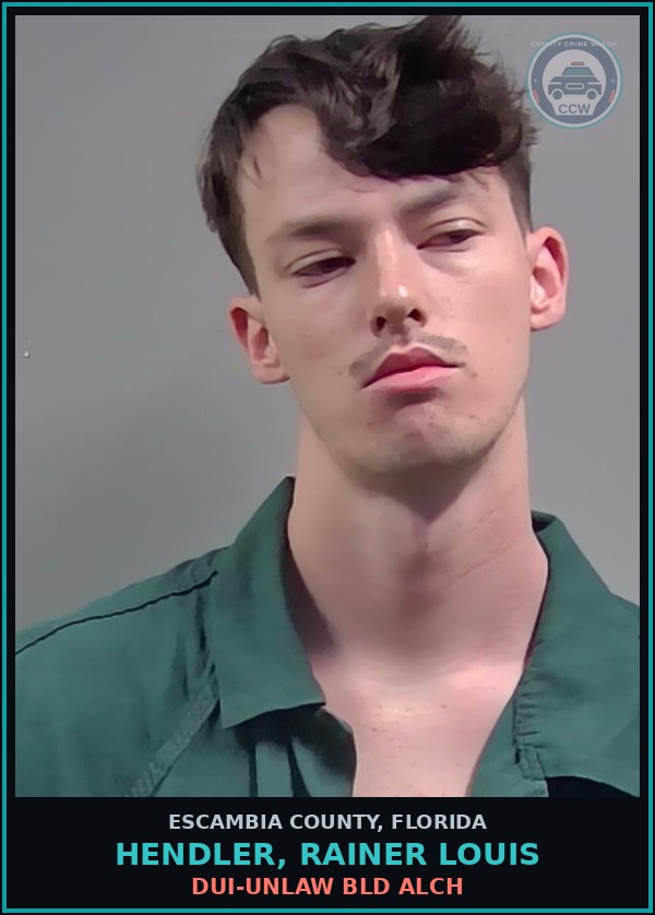 Booking mugshot of HENDLER, RAINER LOUIS in Escambia County