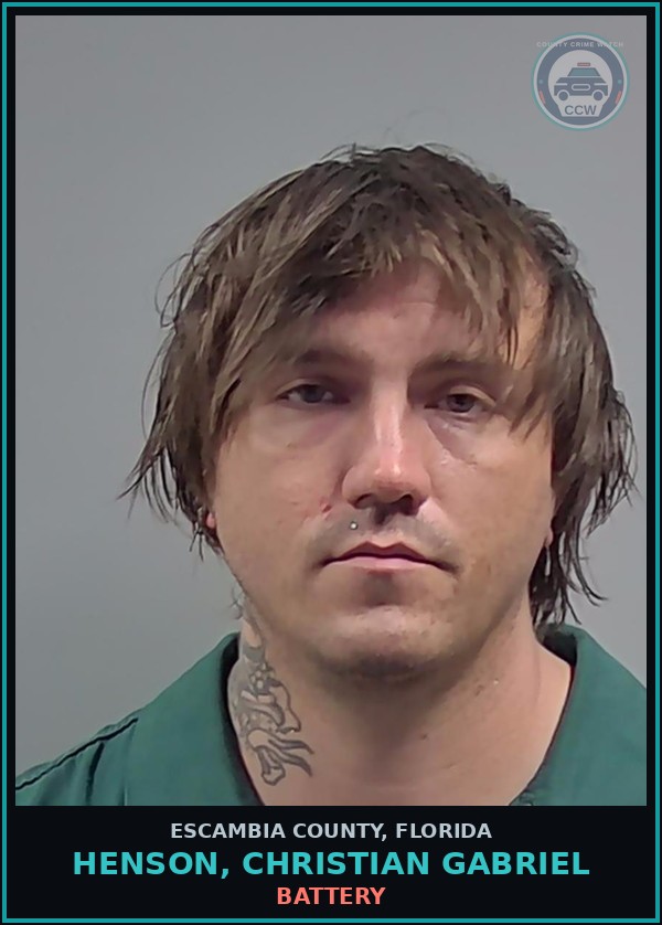 Booking mugshot of HENSON, CHRISTIAN GABRIEL in Escambia County