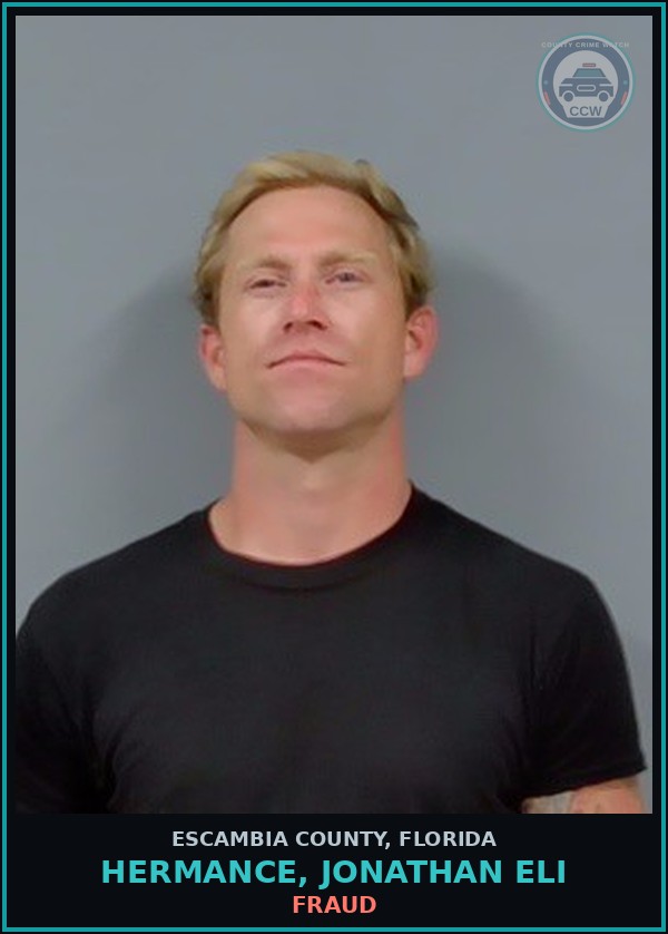 Booking mugshot of HERMANCE, JONATHAN ELI in Escambia County