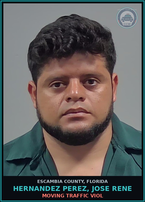 Booking mugshot of HERNANDEZ PEREZ, JOSE RENE in Escambia County