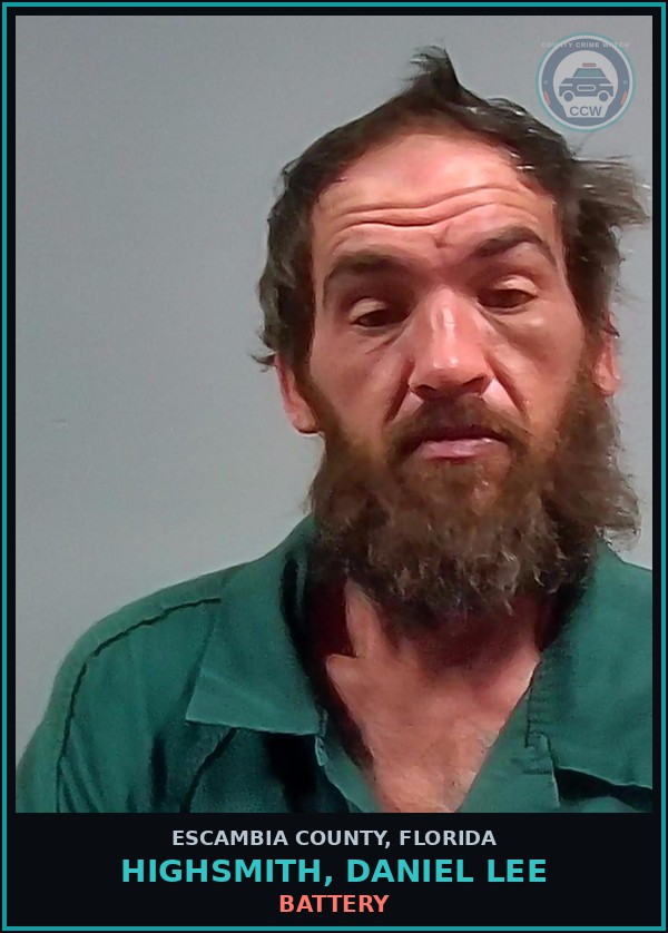 Booking mugshot of HIGHSMITH, DANIEL LEE in Escambia County