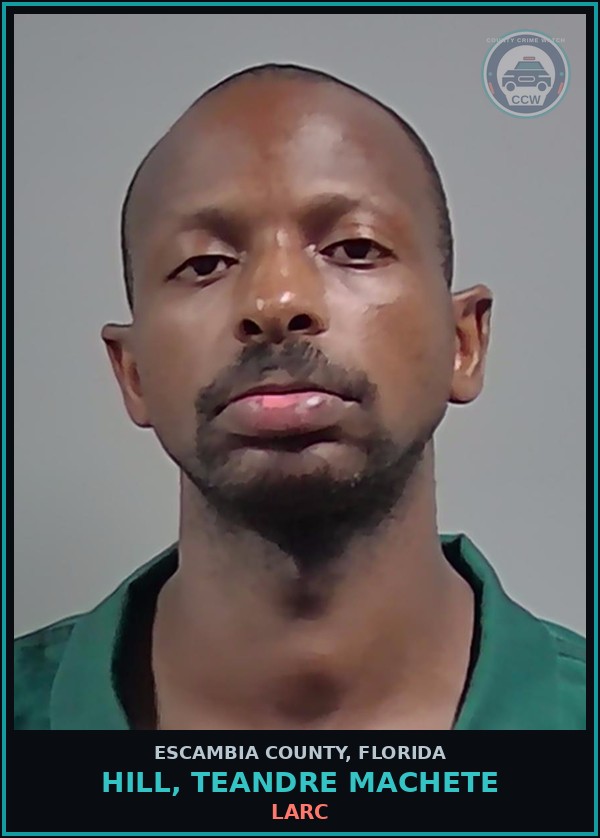 Booking mugshot of HILL, TEANDRE MACHETE in Escambia County