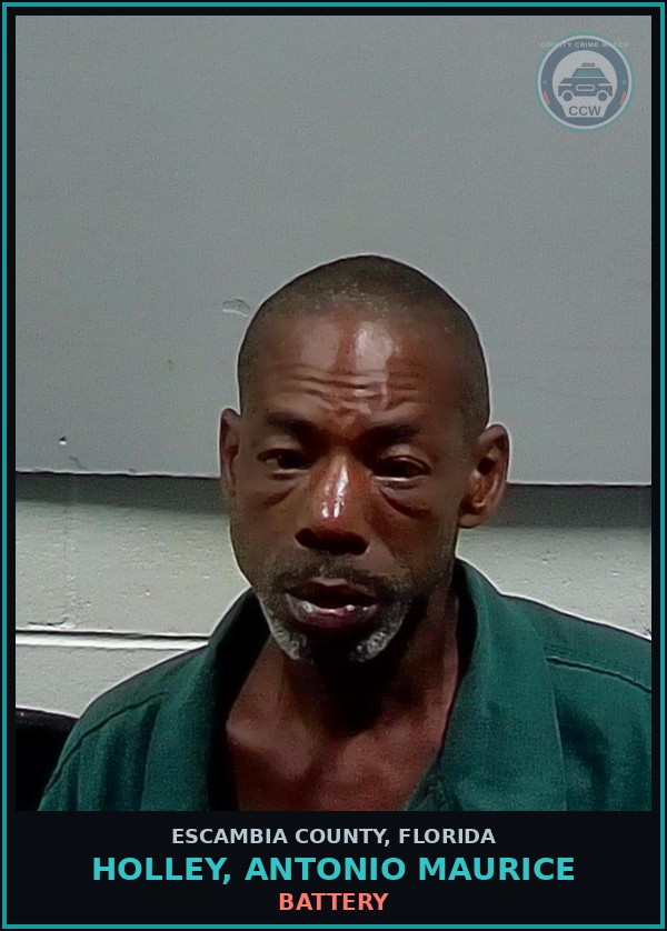 Booking mugshot of HOLLEY, ANTONIO MAURICE in Escambia County