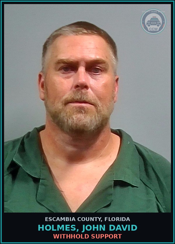 Booking mugshot of HOLMES, JOHN DAVID in Escambia County