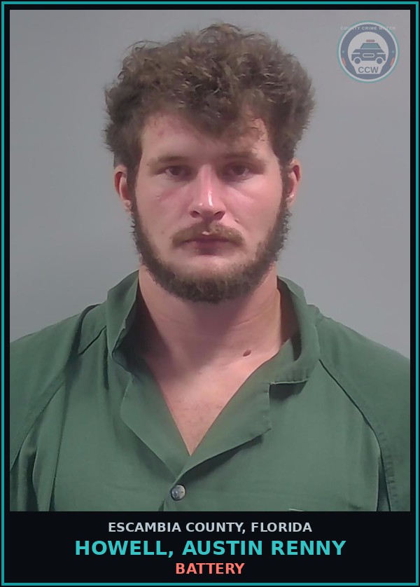 Booking mugshot of HOWELL, AUSTIN RENNY in Escambia County