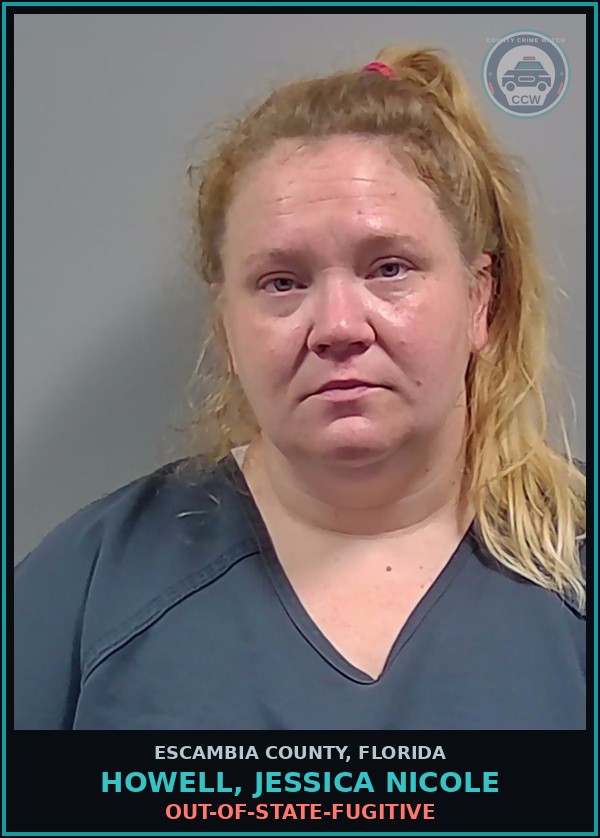Booking mugshot of HOWELL, JESSICA NICOLE in Escambia County