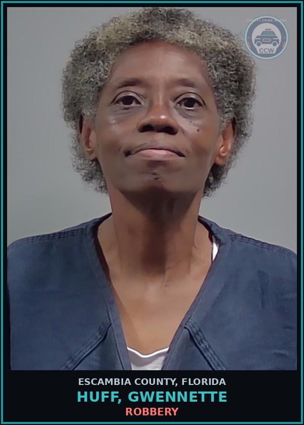 Booking mugshot of HUFF, GWENNETTE in Escambia County