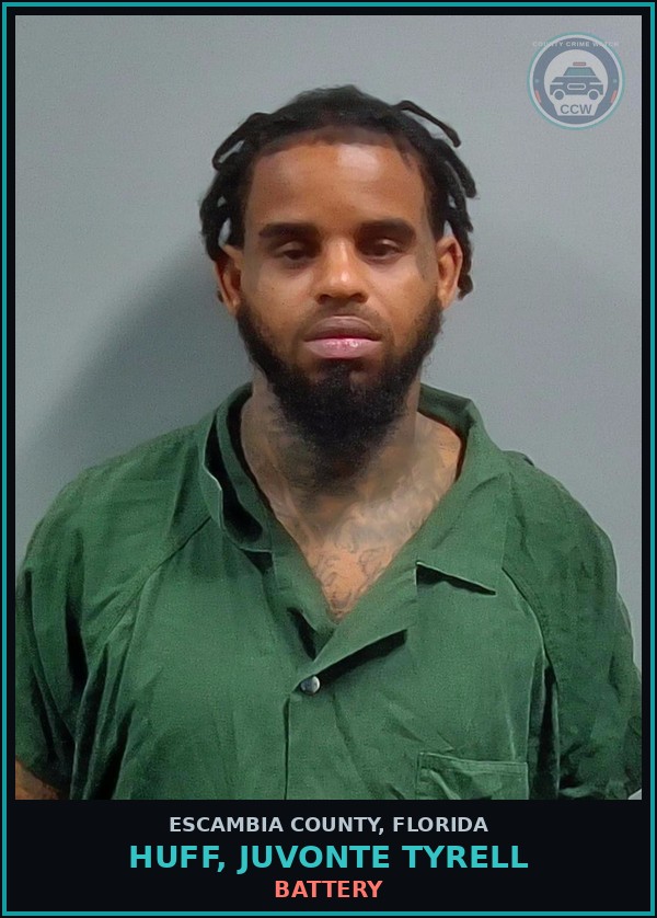 Booking mugshot of HUFF, JUVONTE TYRELL in Escambia County