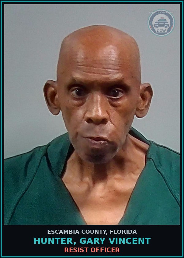 Booking mugshot of HUNTER, GARY VINCENT in Escambia County