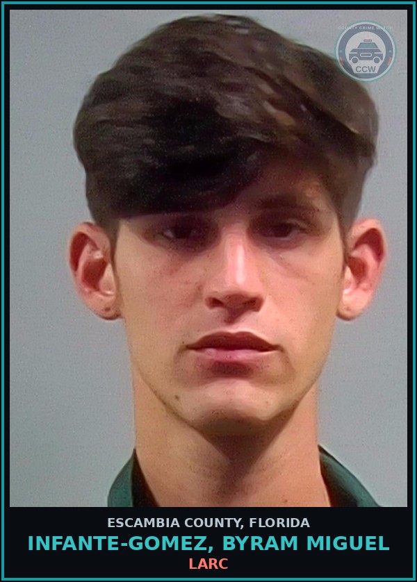 Booking mugshot of INFANTE-GOMEZ, BYRAM MIGUEL in Escambia County