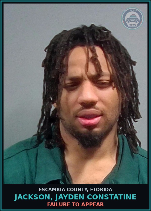Booking mugshot of JACKSON, JAYDEN CONSTATINE in Escambia County