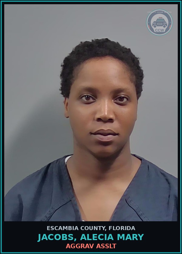 Booking mugshot of JACOBS, ALECIA MARY in Escambia County