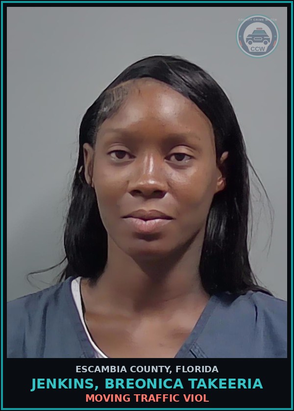 Booking mugshot of JENKINS, BREONICA TAKEERIA in Escambia County