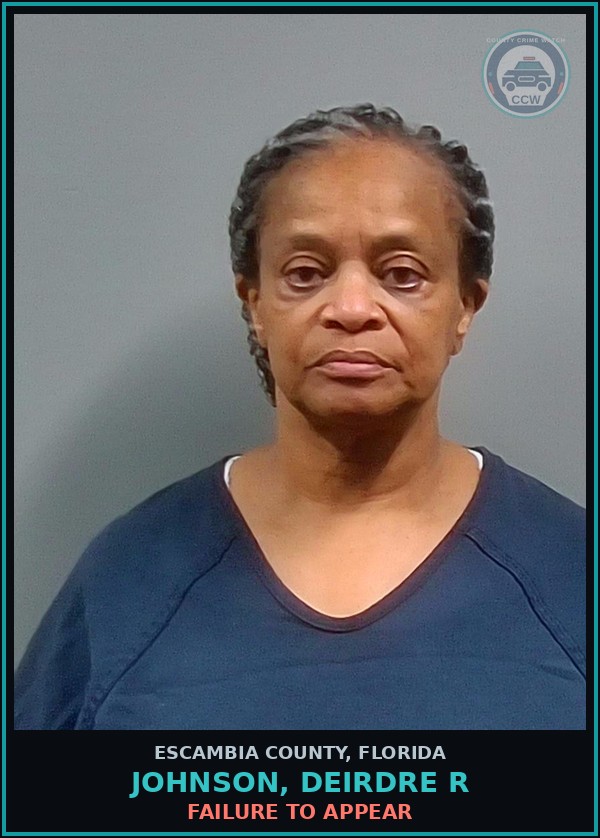 Booking mugshot of JOHNSON, DEIRDRE R in Escambia County