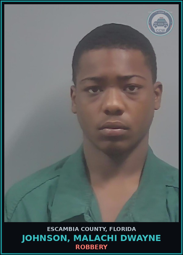 Booking mugshot of JOHNSON, MALACHI DWAYNE in Escambia County