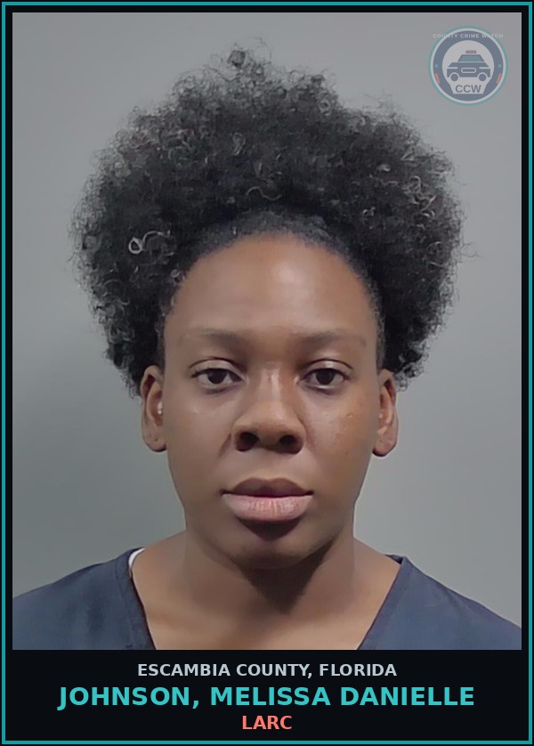 Booking mugshot of JOHNSON, MELISSA DANIELLE in Escambia County