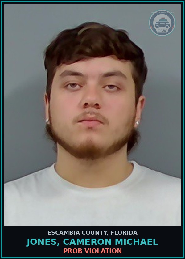 Booking mugshot of JONES, CAMERON MICHAEL in Escambia County