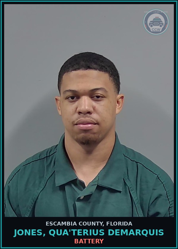 Booking mugshot of JONES, QUA'TERIUS DEMARQUIS in Escambia County