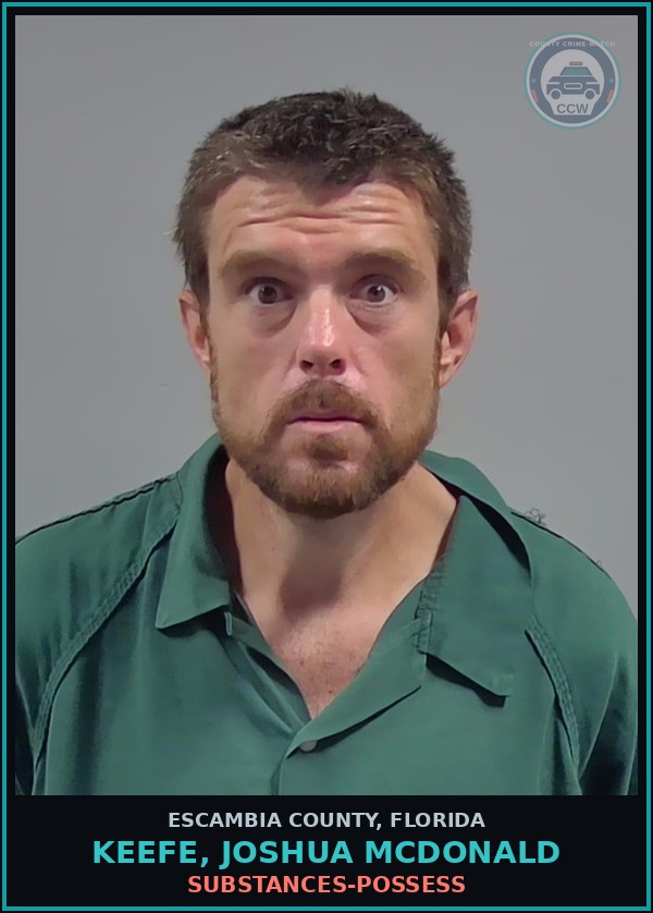 Booking mugshot of KEEFE, JOSHUA MCDONALD in Escambia County