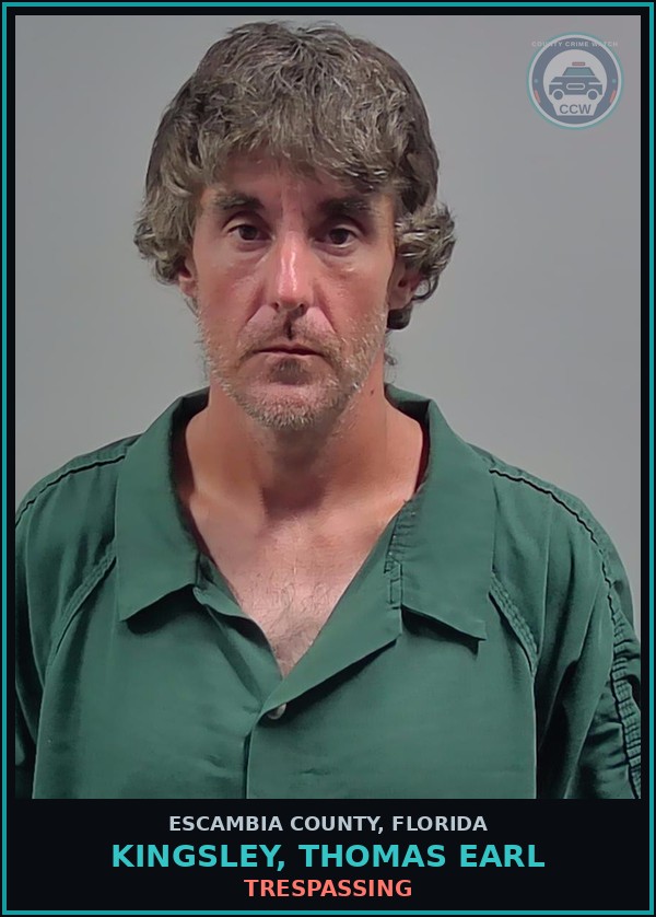 Booking mugshot of KINGSLEY, THOMAS EARL in Escambia County