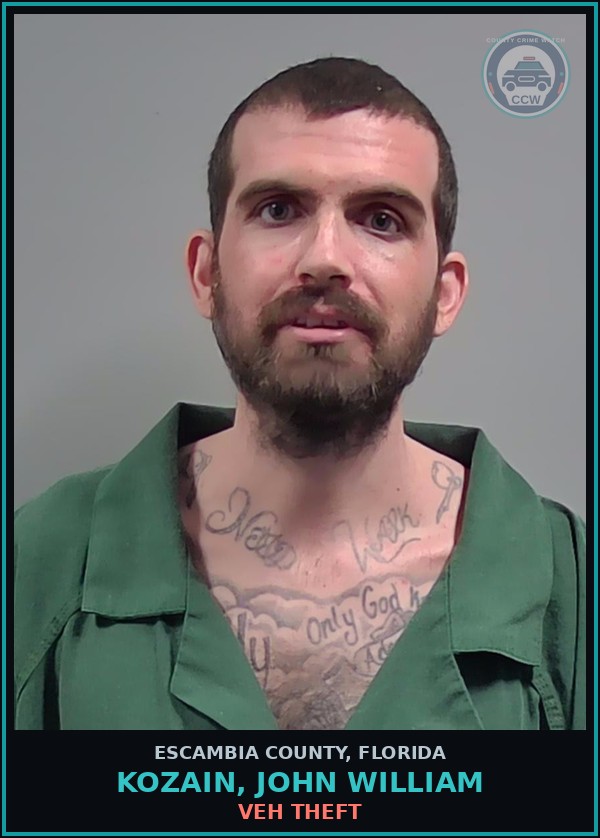 Booking mugshot of KOZAIN, JOHN WILLIAM in Escambia County