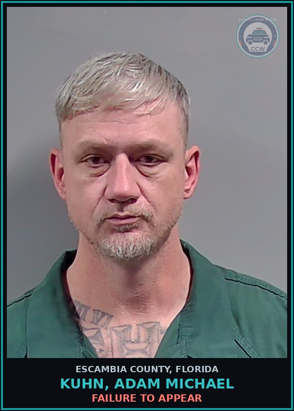 Booking mugshot of KUHN, ADAM MICHAEL in Escambia County
