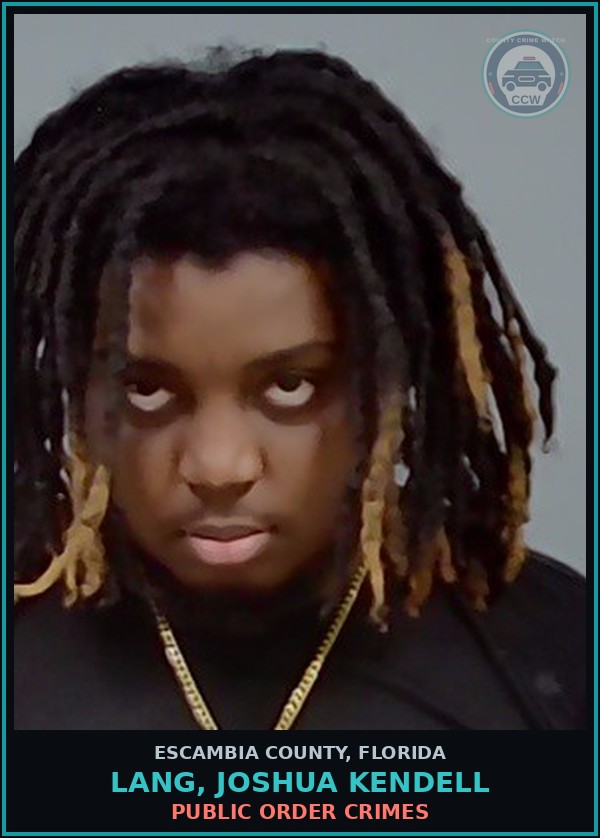 Booking mugshot of LANG, JOSHUA KENDELL in Escambia County