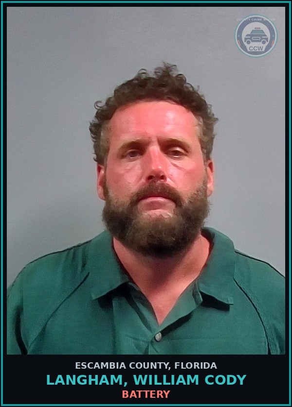 Booking mugshot of LANGHAM, WILLIAM CODY in Escambia County