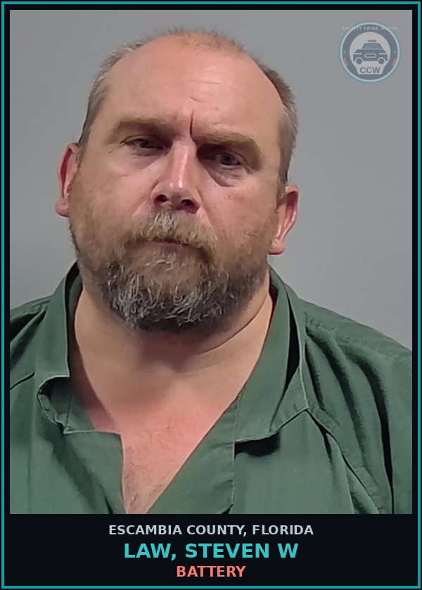 Booking mugshot of LAW, STEVEN W in Escambia County
