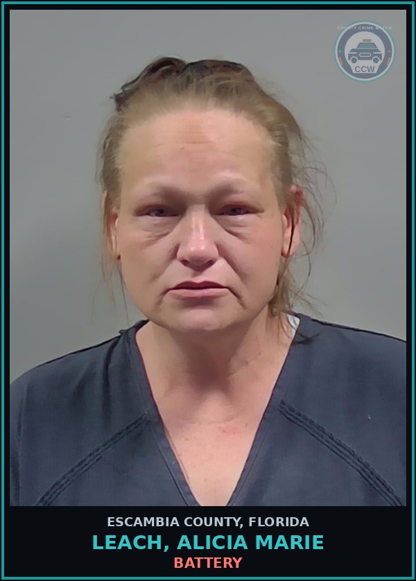 Booking mugshot of LEACH, ALICIA MARIE in Escambia County