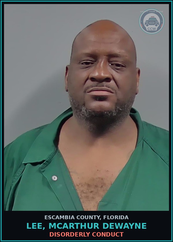Booking mugshot of LEE, MCARTHUR DEWAYNE in Escambia County