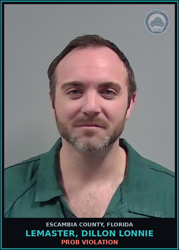 Booking mugshot of LEMASTER, DILLON LONNIE in Escambia County