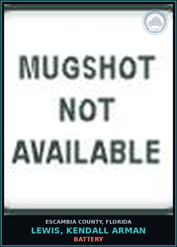 Booking mugshot of LEWIS, KENDALL ARMAN in Escambia County