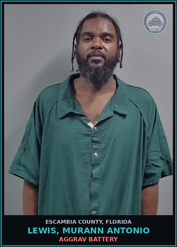 Booking mugshot of LEWIS, MURANN ANTONIO in Escambia County