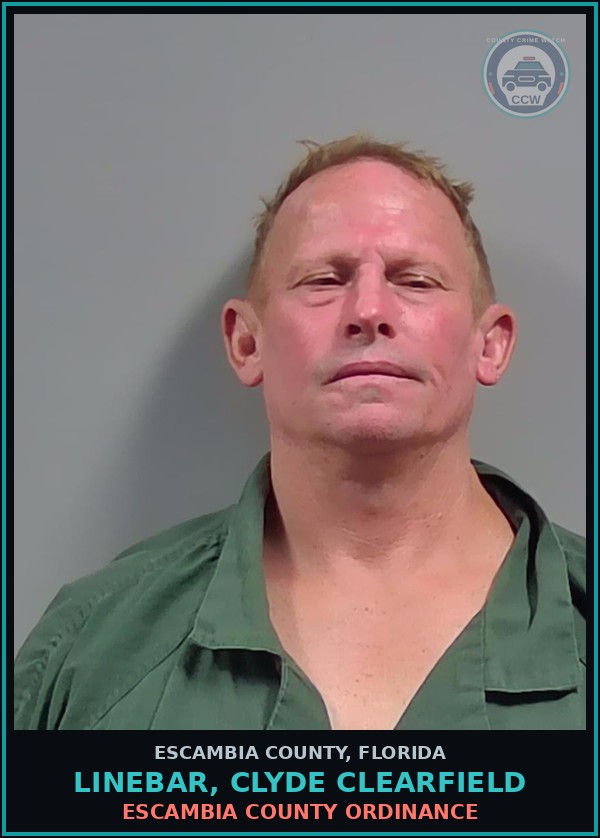 Booking mugshot of LINEBAR, CLYDE CLEARFIELD in Escambia County