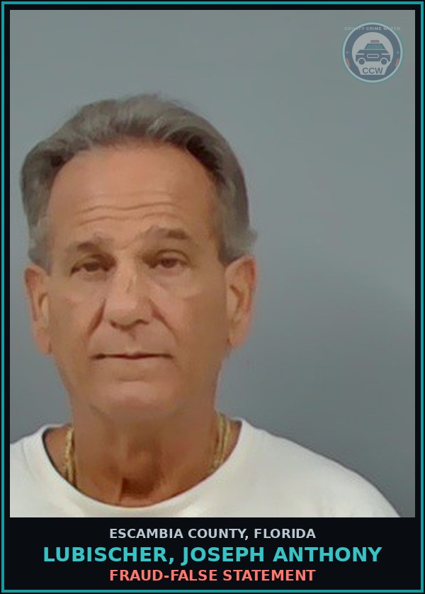 Booking mugshot of LUBISCHER, JOSEPH ANTHONY in Escambia County
