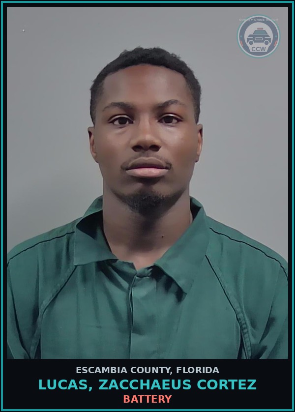 Booking mugshot of LUCAS, ZACCHAEUS CORTEZ in Escambia County