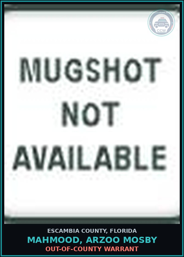 Booking mugshot of MAHMOOD, ARZOO MOSBY in Escambia County