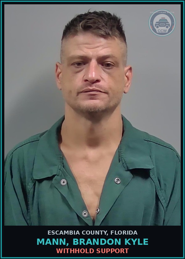 Booking mugshot of MANN, BRANDON KYLE in Escambia County