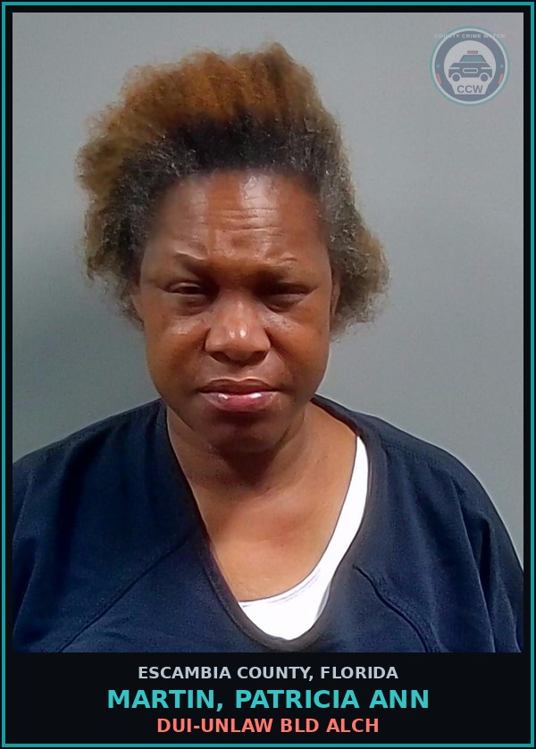 Booking mugshot of MARTIN, PATRICIA ANN in Escambia County