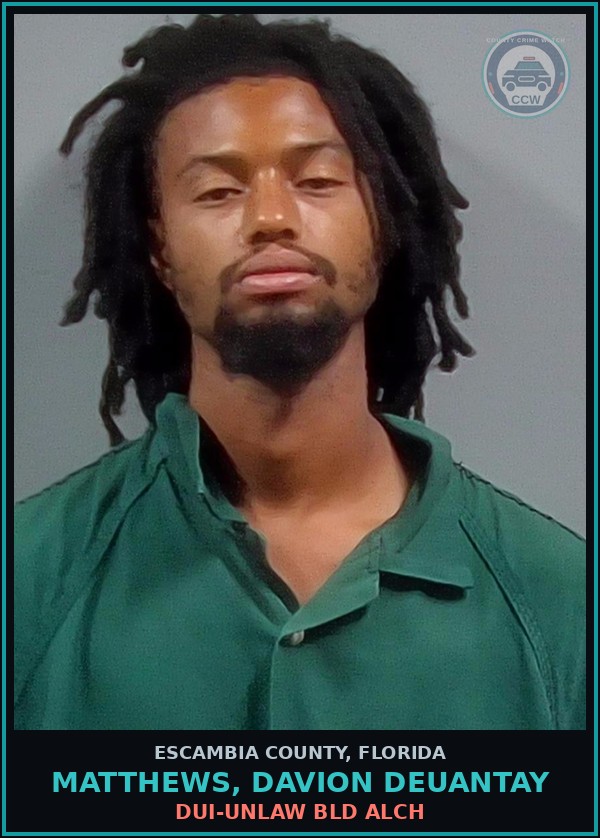 Booking mugshot of MATTHEWS, DAVION DEUANTAY in Escambia County