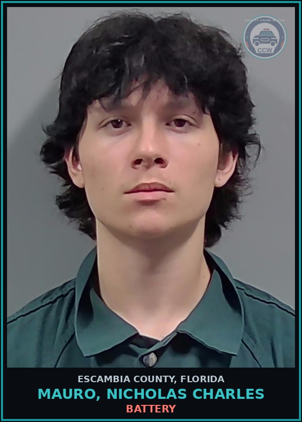 Booking mugshot of MAURO, NICHOLAS CHARLES in Escambia County