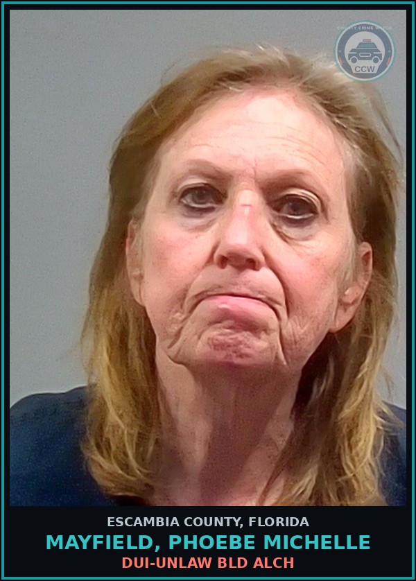 Booking mugshot of MAYFIELD, PHOEBE MICHELLE in Escambia County
