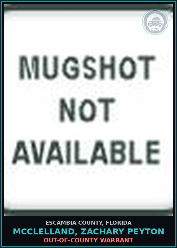 Booking mugshot of MCCLELLAND, ZACHARY PEYTON in Escambia County