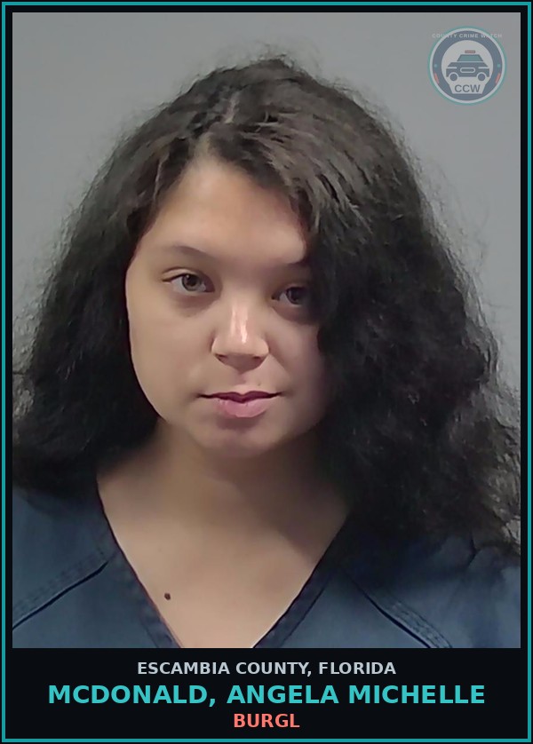 Booking mugshot of MCDONALD, ANGELA MICHELLE in Escambia County
